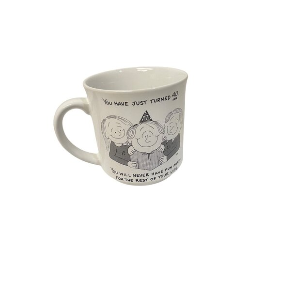 40th Birthday Celebration Coffee Mug With Humorous Cartoon & Text - Picture 2 of 10